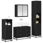 Badezimmermöbel-Set 4 pcs Schwarz Eichen-Optik Holzwerkstoff