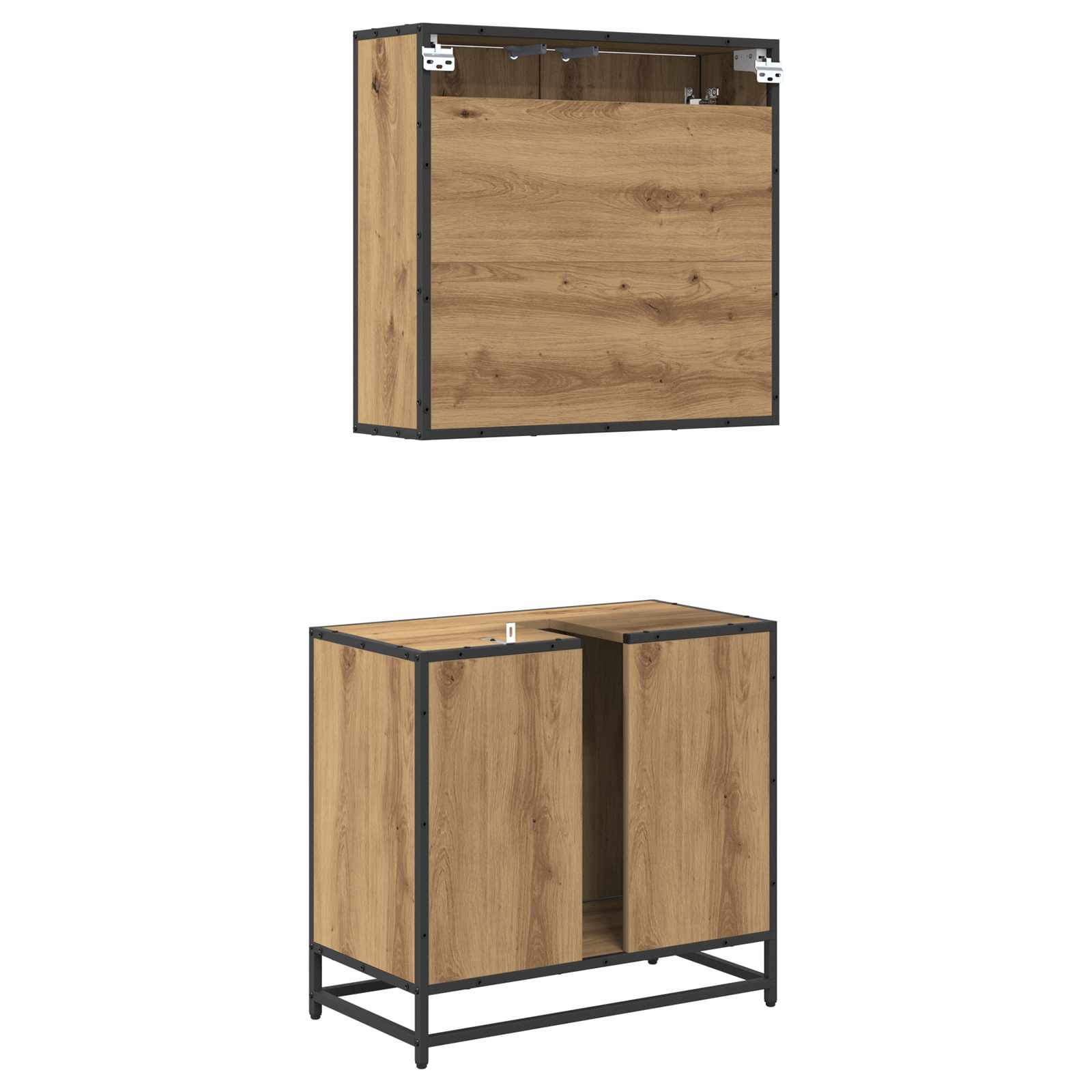 Badezimmermöbel-Set mit Regal 2 pcs Artisan-Eiche Holzwerkstoff