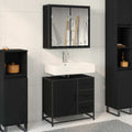 Badezimmermöbel Set 2 pcs Schwarz Eichen-Optik Holzwerkstoff