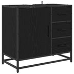 Badezimmermöbel Set 2 pcs Schwarz Eichen-Optik Holzwerkstoff