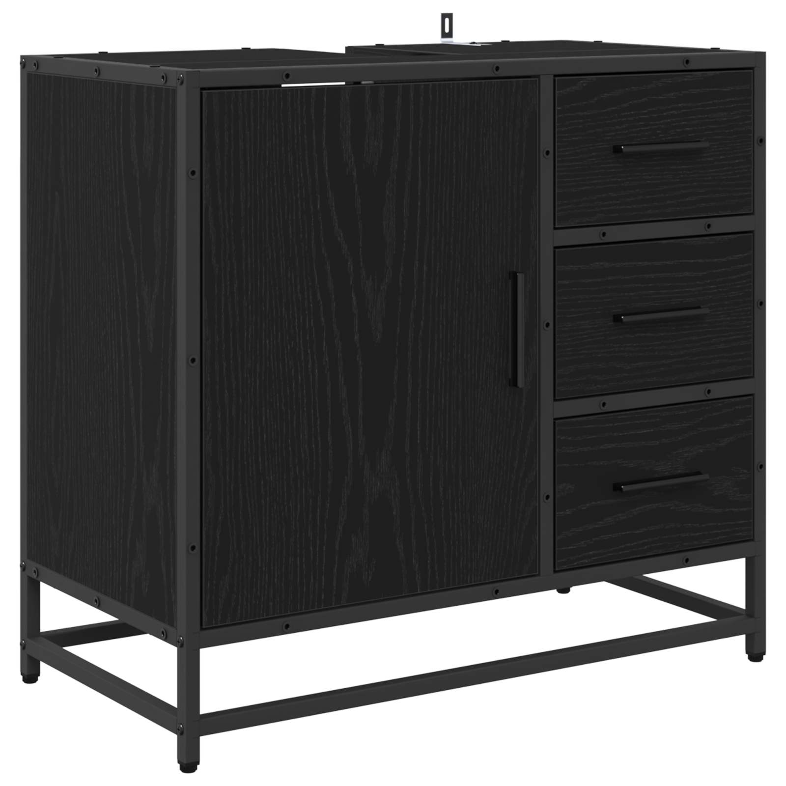 Badezimmermöbel Set 2 pcs Schwarz Eichen-Optik Holzwerkstoff