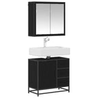 Badezimmermöbel Set 2 pcs Schwarz Eichen-Optik Holzwerkstoff