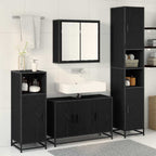 Badezimmermöbel-Set 4 pcs Schwarz Eichen-Optik Holzwerkstoff