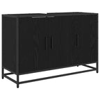 Badezimmermöbel-Set 4 pcs Schwarz Eichen-Optik Holzwerkstoff