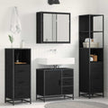 Badezimmermöbel-Set 4 pcs Schwarz Eichen-Optik Holzwerkstoff