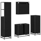 Badezimmermöbel-Set 4 pcs Schwarz Eichen-Optik Holzwerkstoff