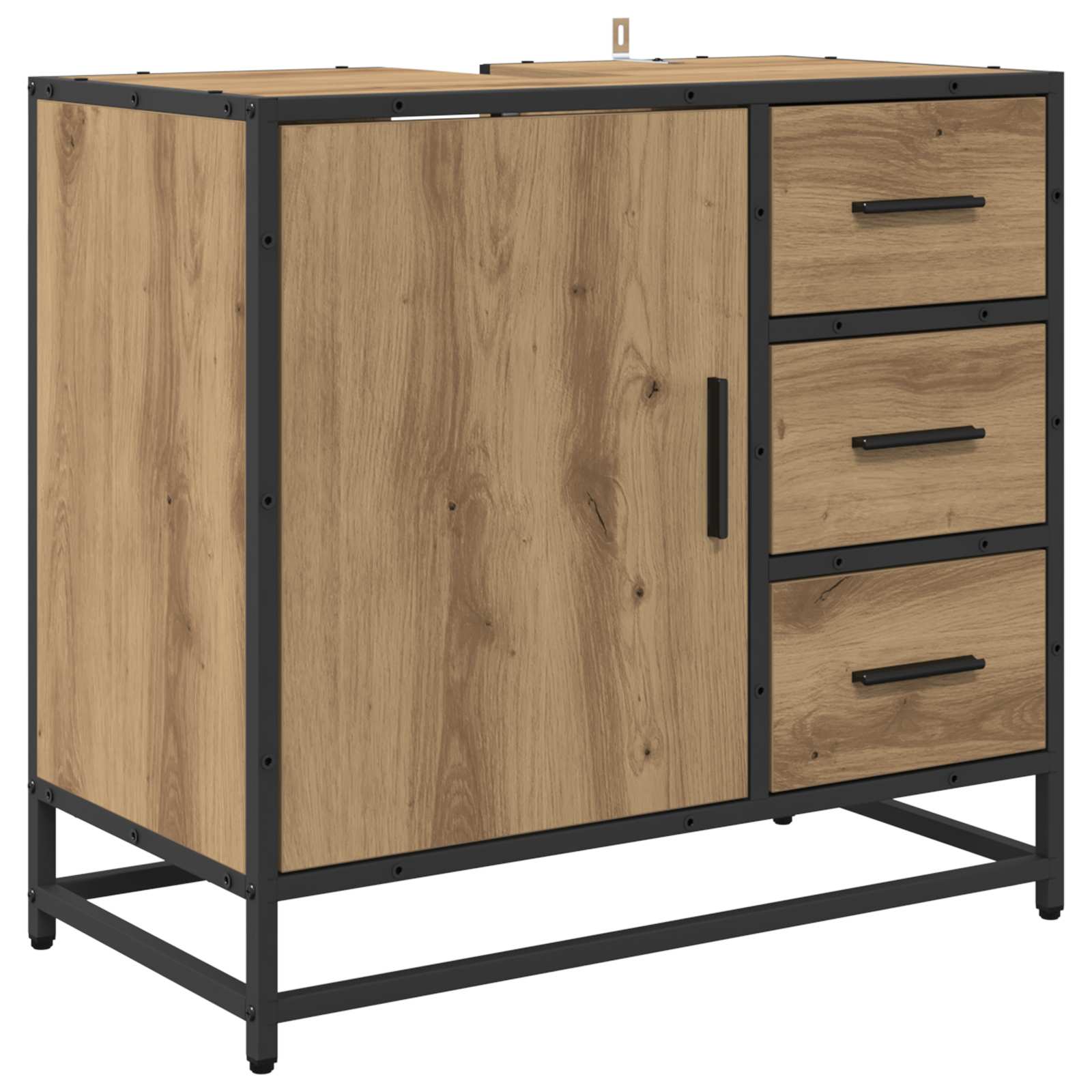 Badezimmermöbel-Set mit Regal 3 pcs Artisan-Eiche Holzwerkstoff
