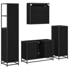 Badezimmermöbel-Set 4 pcs Schwarz Eichen-Optik Holzwerkstoff