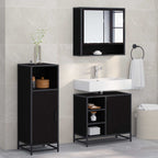 Badezimmermöbel-Set 3 pcs Schwarz Eichen-Optik Holzwerkstoff