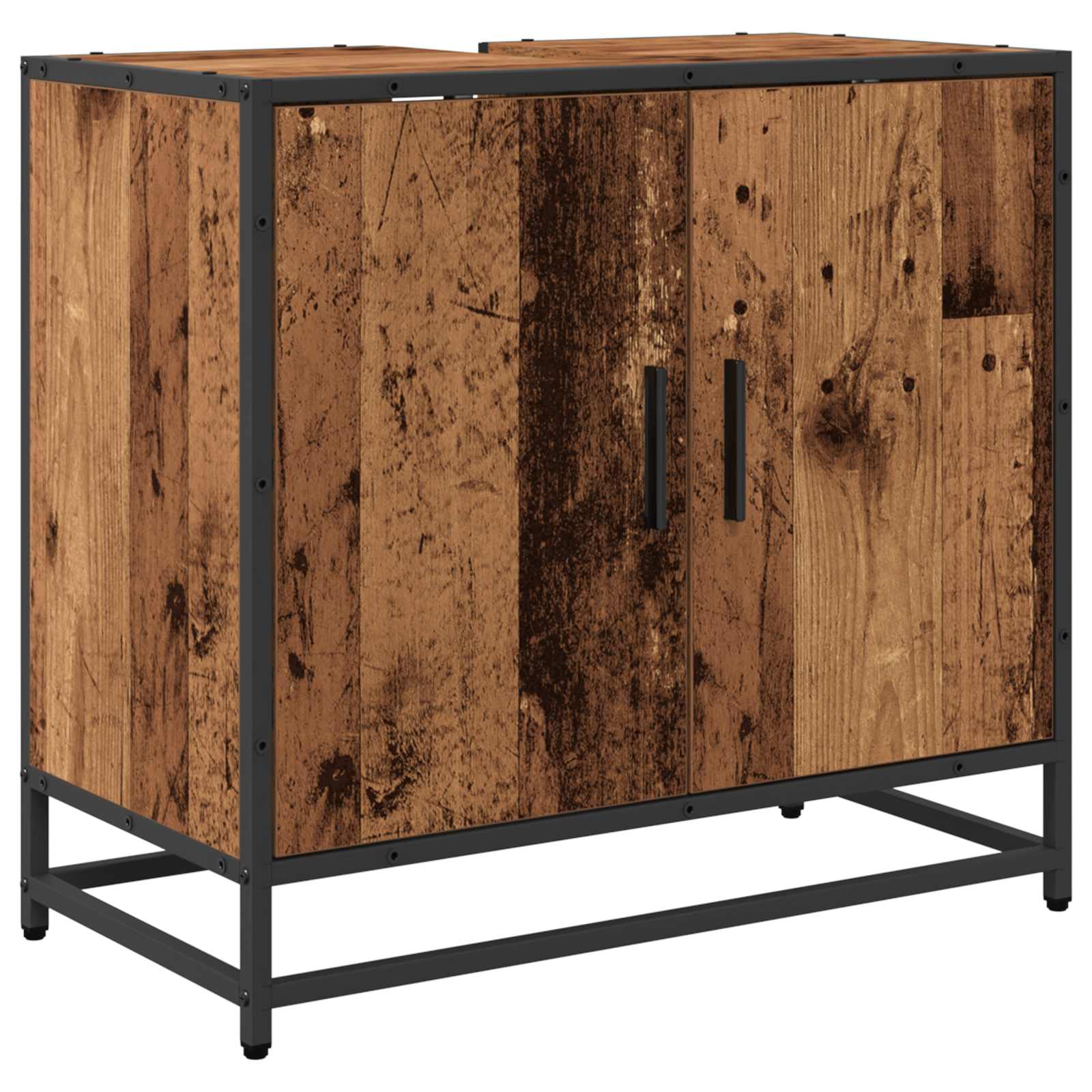 Badezimmermöbel-Set mit Regal 2 pcs Altholz Holzwerkstoff