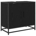 Badezimmermöbel-Set 2 pcs Schwarz Eichen-Optik Holzwerkstoff
