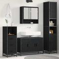 Badezimmermöbel-Set 3 pcs Schwarz Eichen-Optik Holzwerkstoff
