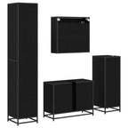 Badezimmermöbel-Set 4 pcs Schwarz Eichen-Optik Holzwerkstoff