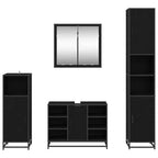 Badezimmermöbel-Set 4 pcs Schwarz Eichen-Optik Holzwerkstoff