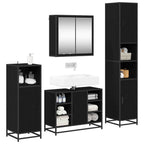 Badezimmermöbel-Set 4 pcs Schwarz Eichen-Optik Holzwerkstoff
