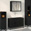Badezimmermöbel-Set 2 pcs Schwarz Eichen-Optik Holzwerkstoff