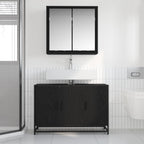 Badezimmermöbel-Set 2 pcs Schwarz Eichen-Optik Holzwerkstoff