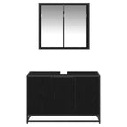 Badezimmermöbel-Set 2 pcs Schwarz Eichen-Optik Holzwerkstoff