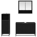 Badezimmermöbel-Set 3 pcs Schwarz Eichen-Optik Holzwerkstoff