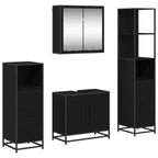 Badezimmermöbel-Set 4 pcs Schwarz Eichen-Optik Holzwerkstoff