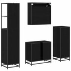 Badezimmermöbel-Set 4 pcs Schwarz Eichen-Optik Holzwerkstoff