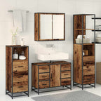 Badezimmermöbel-Set mit Schubladen 3 pcs Altholz Holzwerkstoff
