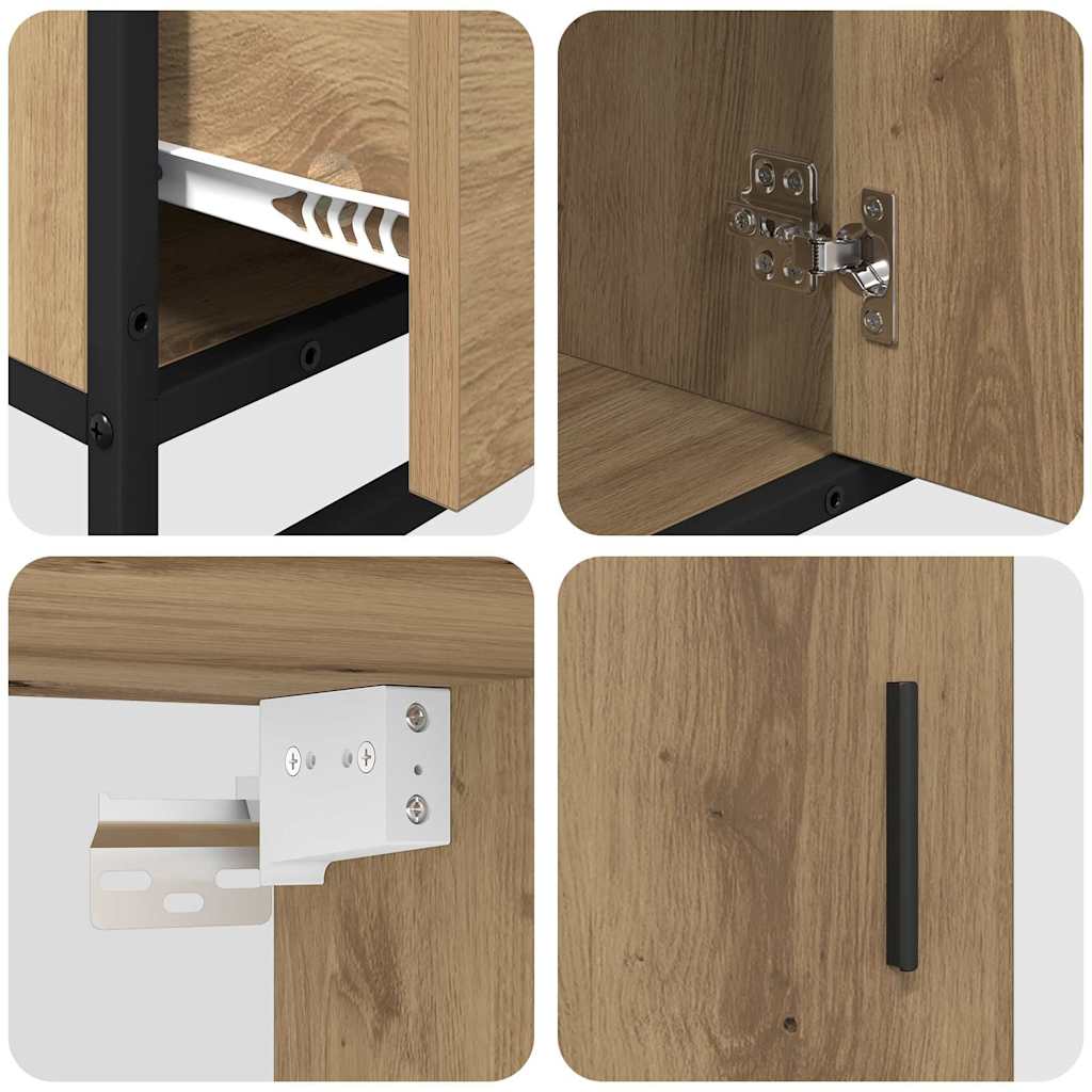 Badezimmermöbel-Set mit Regal 3 pcs Artisan-Eiche Holzwerkstoff