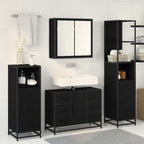 Badezimmermöbel-Set 3 pcs Schwarz Eichen-Optik Holzwerkstoff