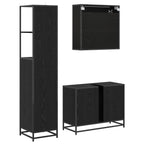Badezimmermöbel-Set 3 pcs Schwarz Eichen-Optik Holzwerkstoff