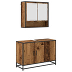 Badezimmermöbel-Set mit Regal 2 pcs Altholz Holzwerkstoff