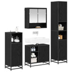 Badezimmermöbel-Set 4 pcs Schwarz Eichen-Optik Holzwerkstoff