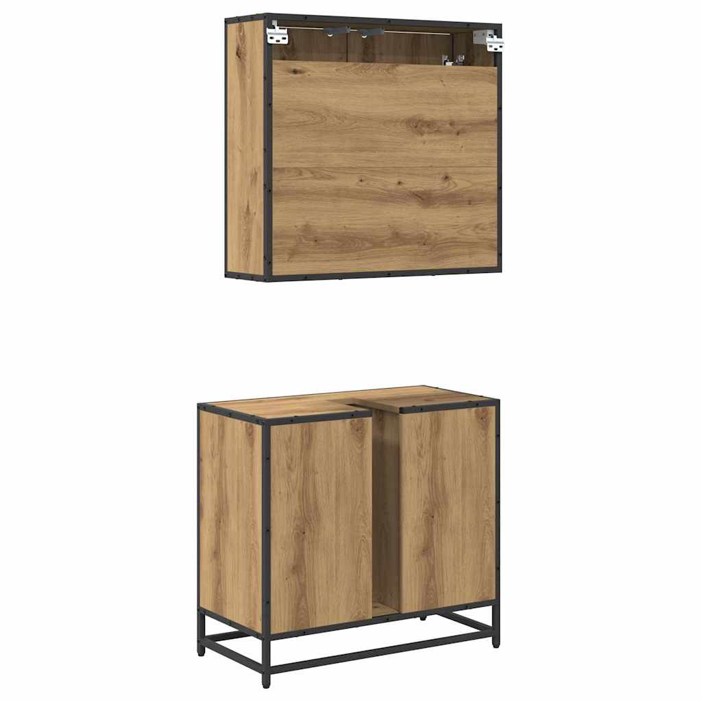 Badezimmermöbel-Set mit Regal 2 pcs Artisan-Eiche Holzwerkstoff