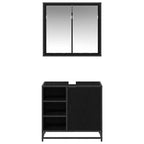 Badezimmermöbel-Set 2 pcs Schwarz Eichen-Optik Holzwerkstoff