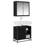Badezimmermöbel-Set 2 pcs Schwarz Eichen-Optik Holzwerkstoff