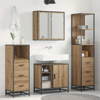 Badezimmermöbel-Set mit Regal 3 pcs Artisan-Eiche Holzwerkstoff