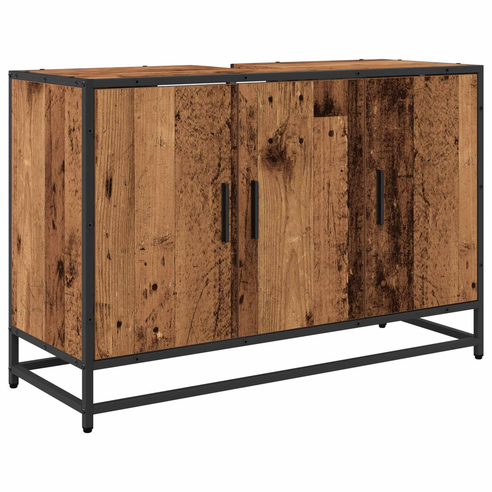 Badezimmermöbel-Set mit Schubladen 3 pcs Altholz Holzwerkstoff
