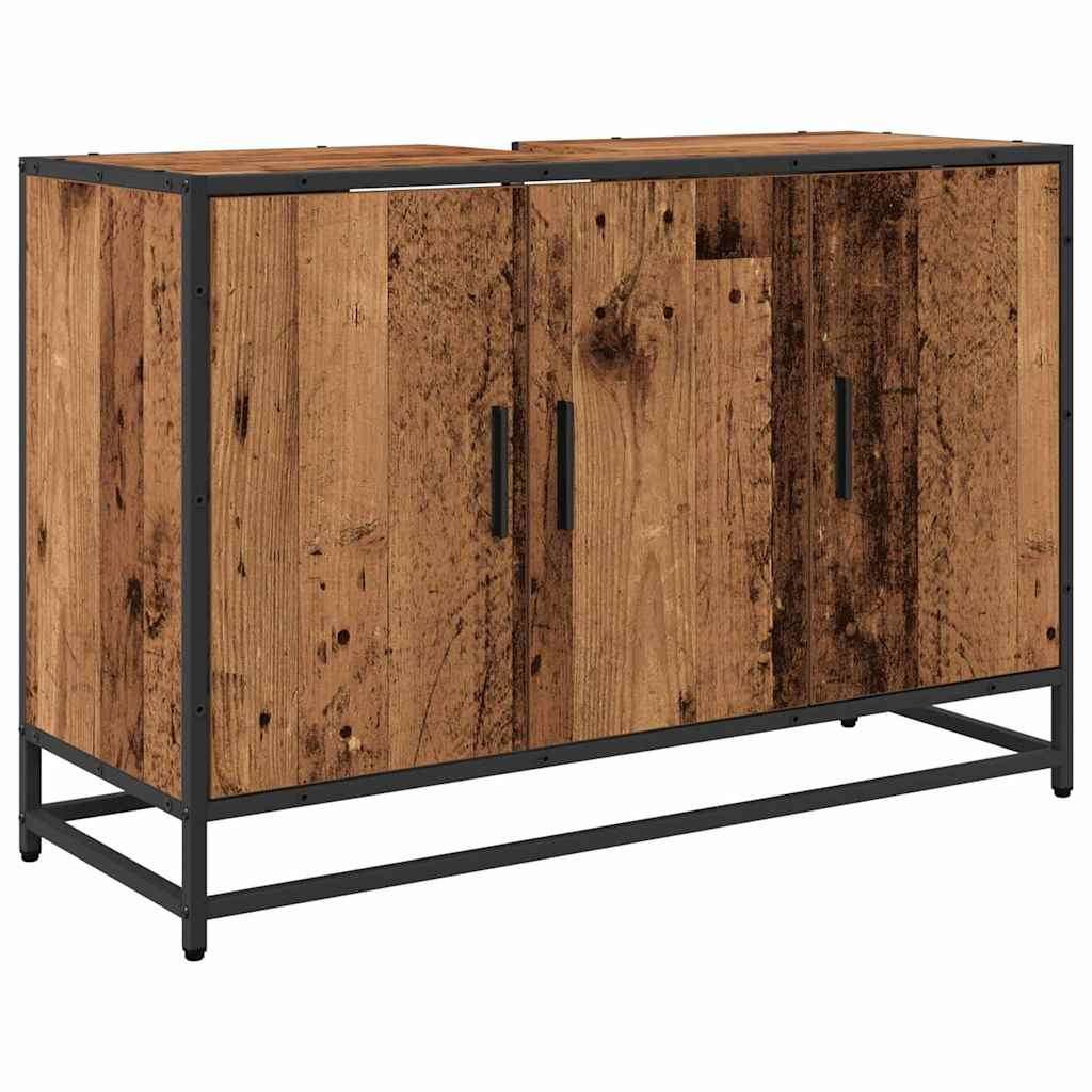 Badezimmermöbel-Set mit Schubladen 3 pcs Altholz Holzwerkstoff