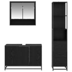 Badezimmermöbel-Set 3 pcs Schwarz Eichen-Optik Holzwerkstoff