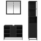 Badezimmermöbel-Set 3 pcs Schwarz Eichen-Optik Holzwerkstoff