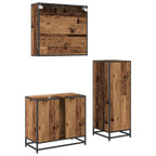 Badezimmermöbel-Set mit Schubladen 3 pcs Altholz Holzwerkstoff