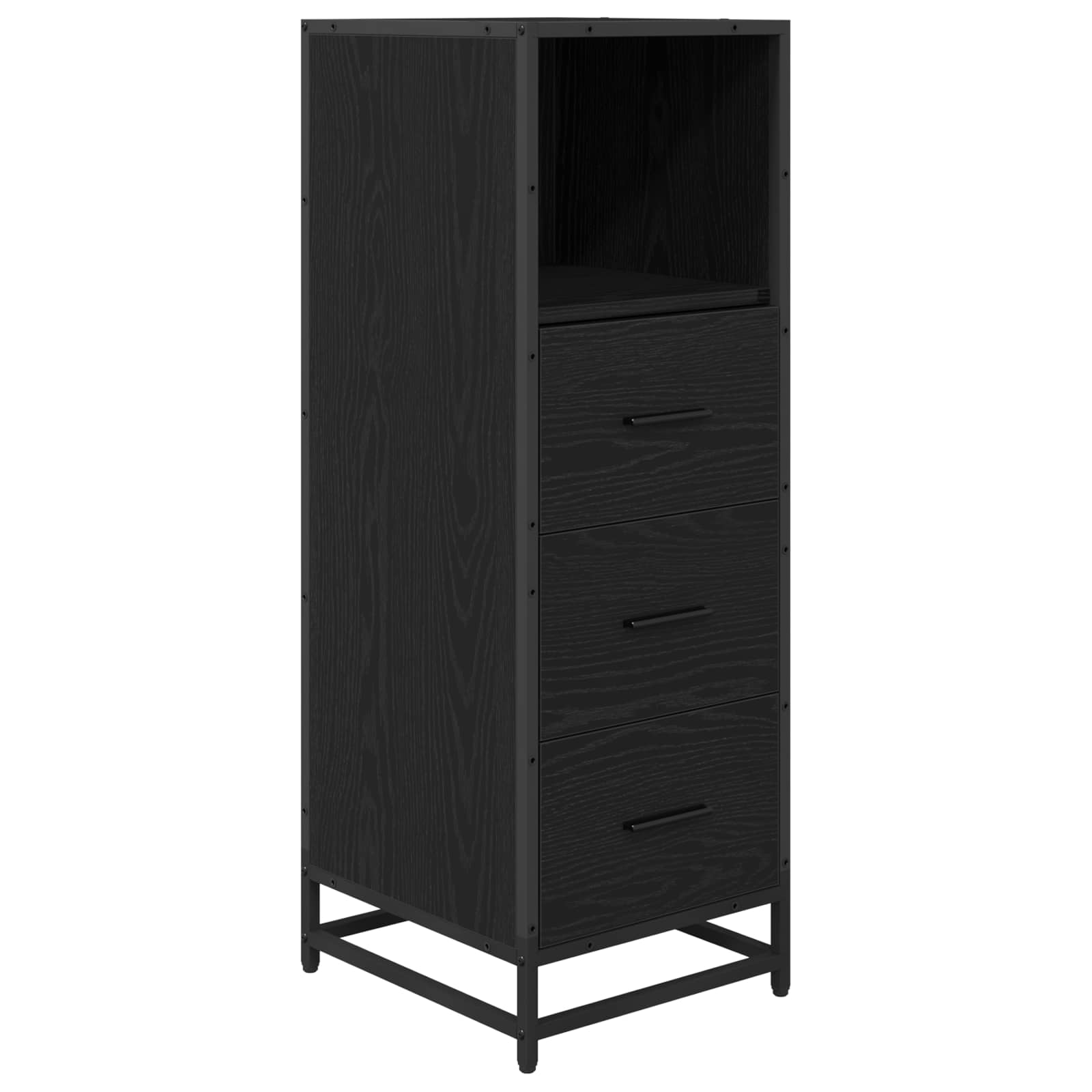 Badezimmermöbel-Set 3 pcs Schwarz Eichen-Optik Holzwerkstoff