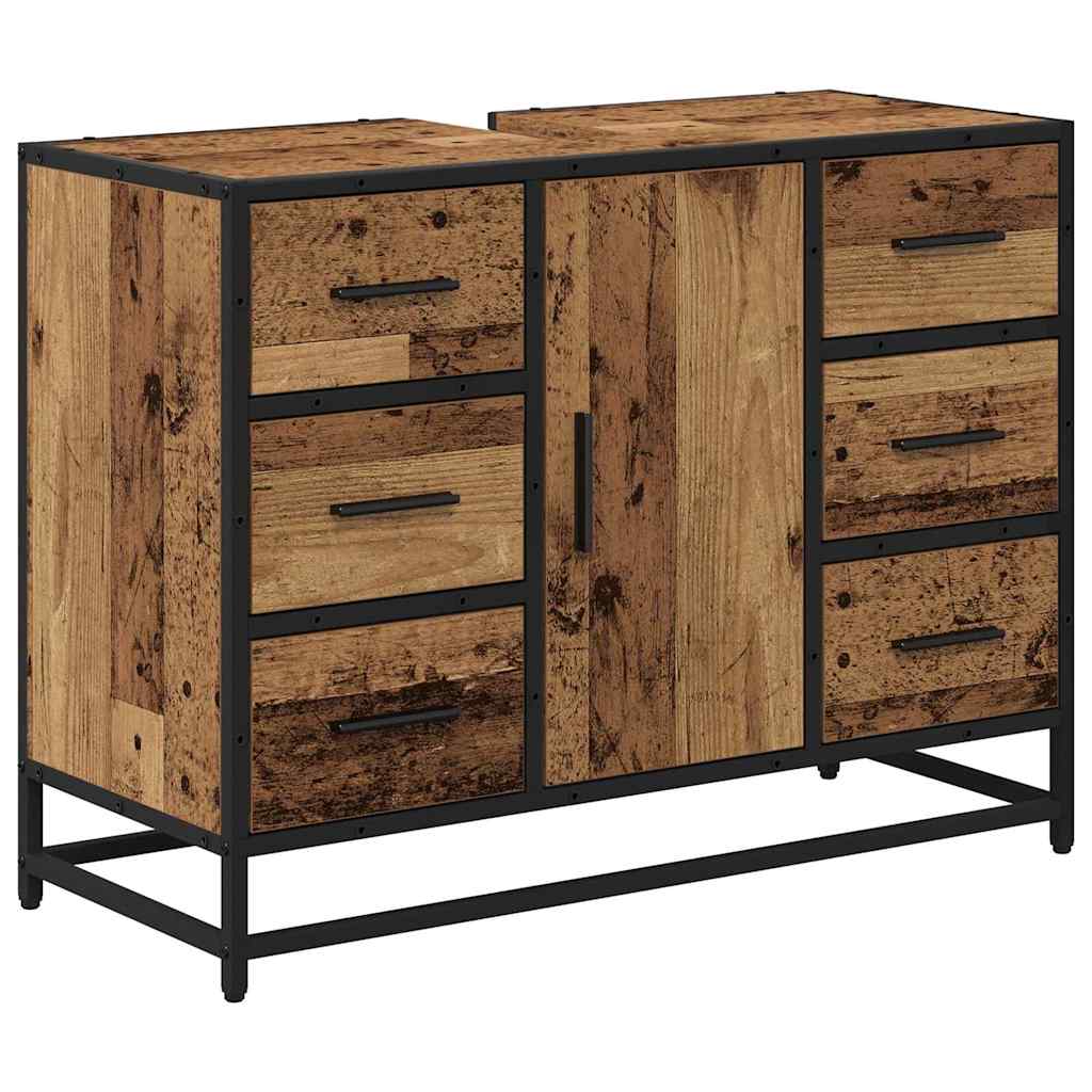 Badezimmermöbel-Set mit Schubladen 2 pcs Altholz Holzwerkstoff