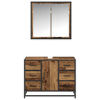 Badezimmermöbel-Set mit Schubladen 2 pcs Altholz Holzwerkstoff