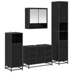 Badezimmermöbel-Set 4 pcs Schwarz Eichen-Optik Holzwerkstoff