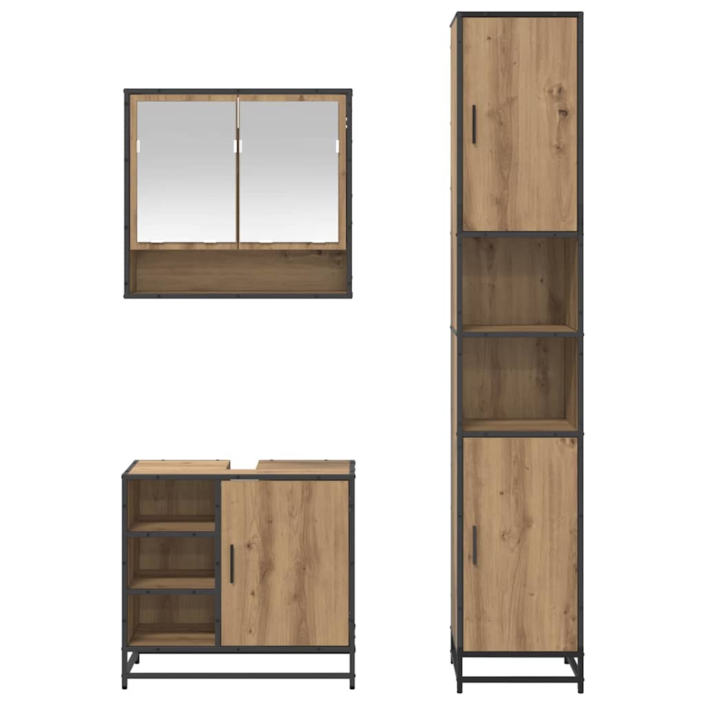 Badezimmermöbel-Set mit Regal 3 pcs Artisan-Eiche Holzwerkstoff