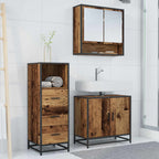 Badezimmermöbel-Set mit Schubladen 3 pcs Altholz Holzwerkstoff