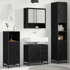 Badezimmermöbel-Set 4 pcs Schwarz Eichen-Optik Holzwerkstoff
