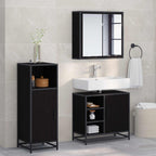 Badezimmermöbel-Set 3 pcs Schwarz Eichen-Optik Holzwerkstoff