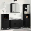 Badezimmermöbel-Set 3 pcs Schwarz Eichen-Optik Holzwerkstoff