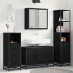 Badezimmermöbel-Set 3 pcs Schwarz Eichen-Optik Holzwerkstoff
